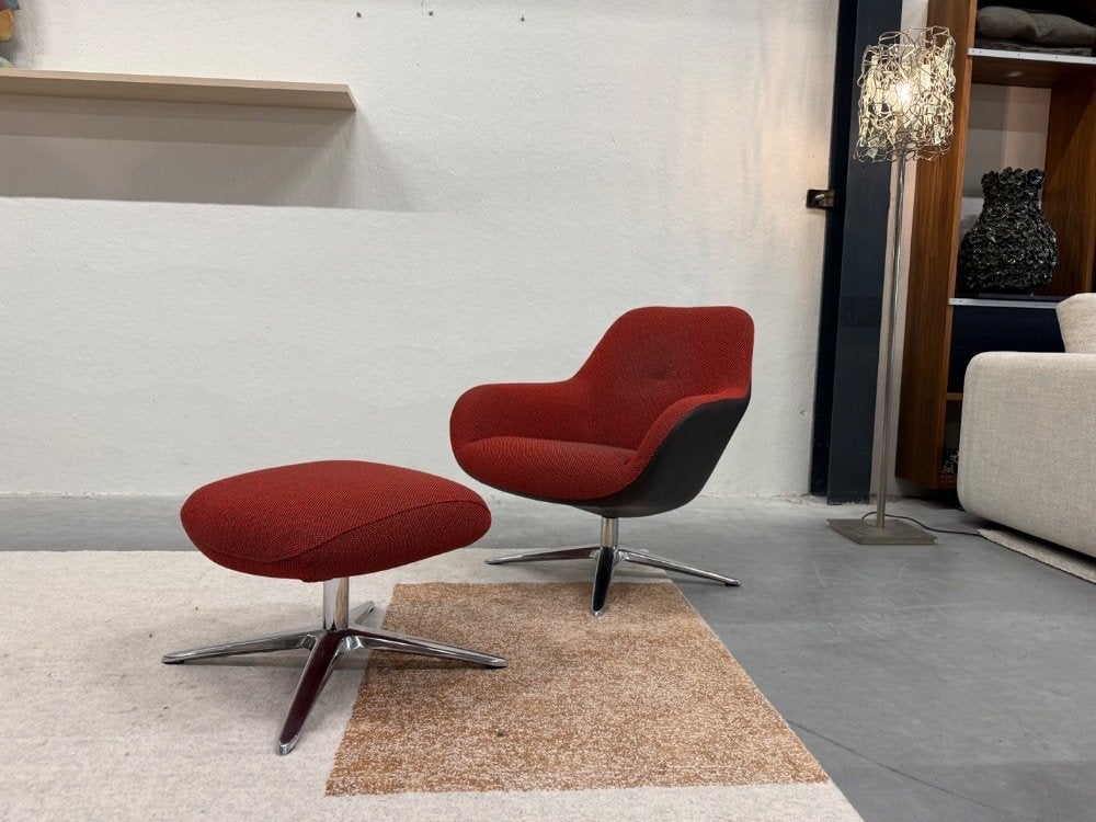 Nieuw Pode spot One met poef Rood stof leer Design stoel