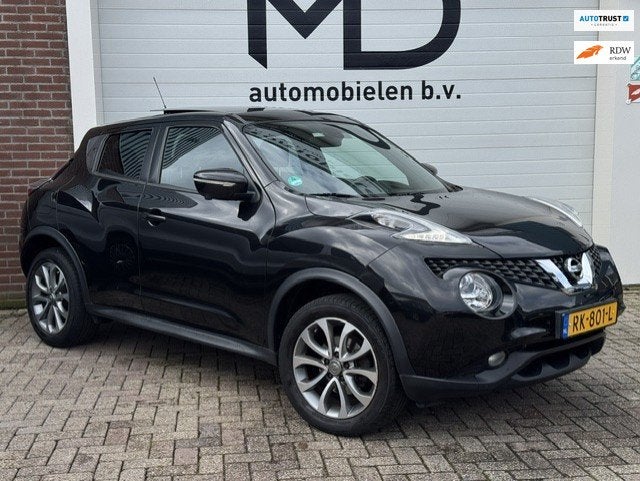 Nissan Juke 1.2 DIG-T S/S - Panoramadak-Keyless-LED-Navi-360, Auto's, Nissan, Voorwielaandrijving, Stof, Zwart, 116 pk