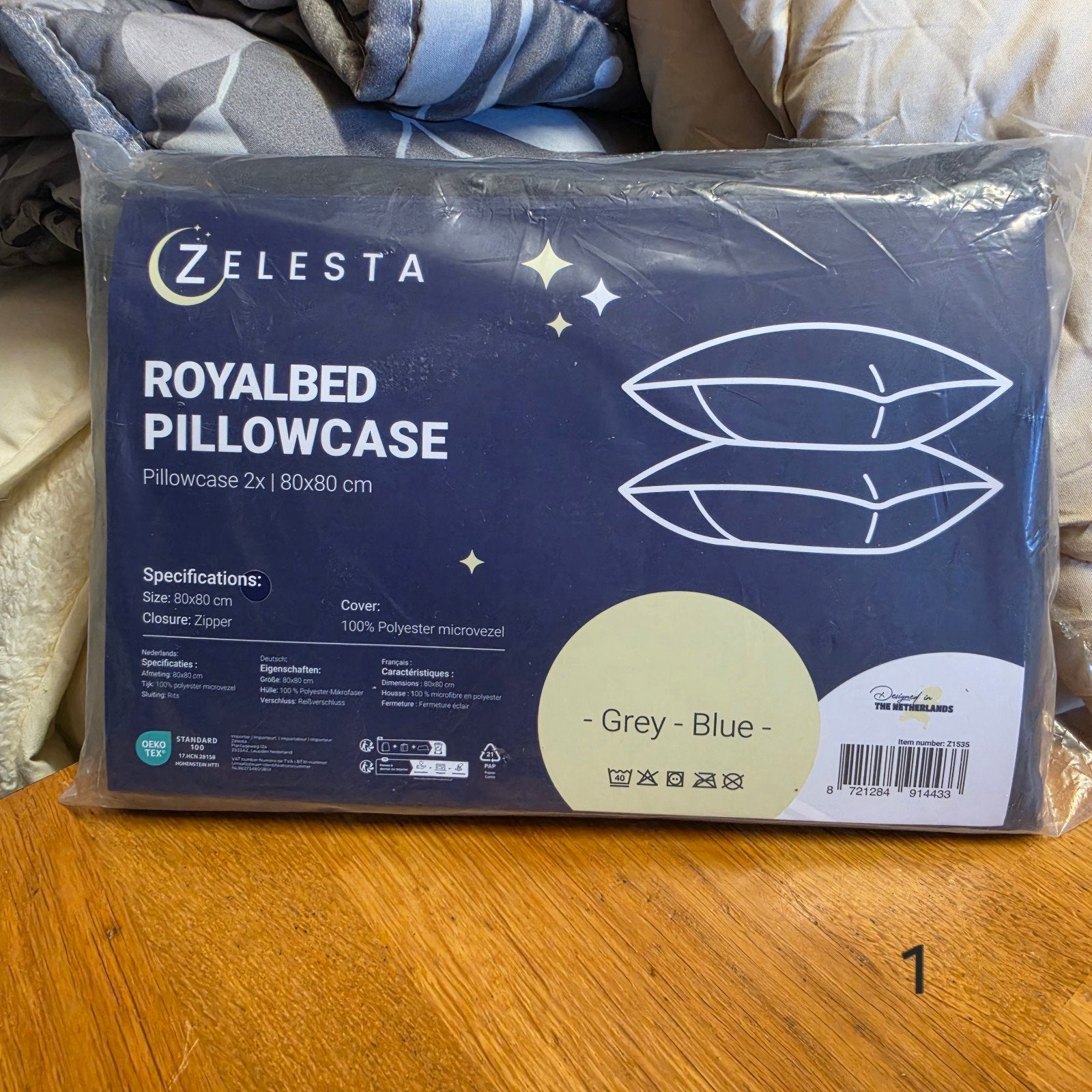 Royalbed Kussenslopen 2x 80x80 cm Grijs-Blauw, Blauw, Hoeslaken of Sloop, Ophalen of Verzenden, Overige merken