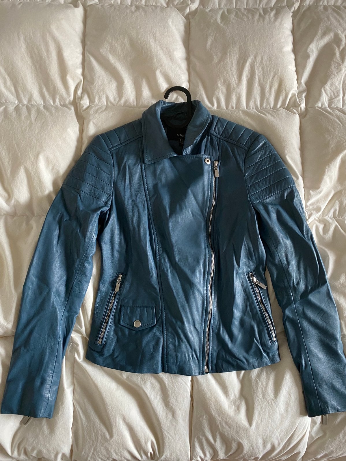 Nieuw StudioAR leren bikerjack, Ophalen of Verzenden, Zo goed als nieuw, Blauw