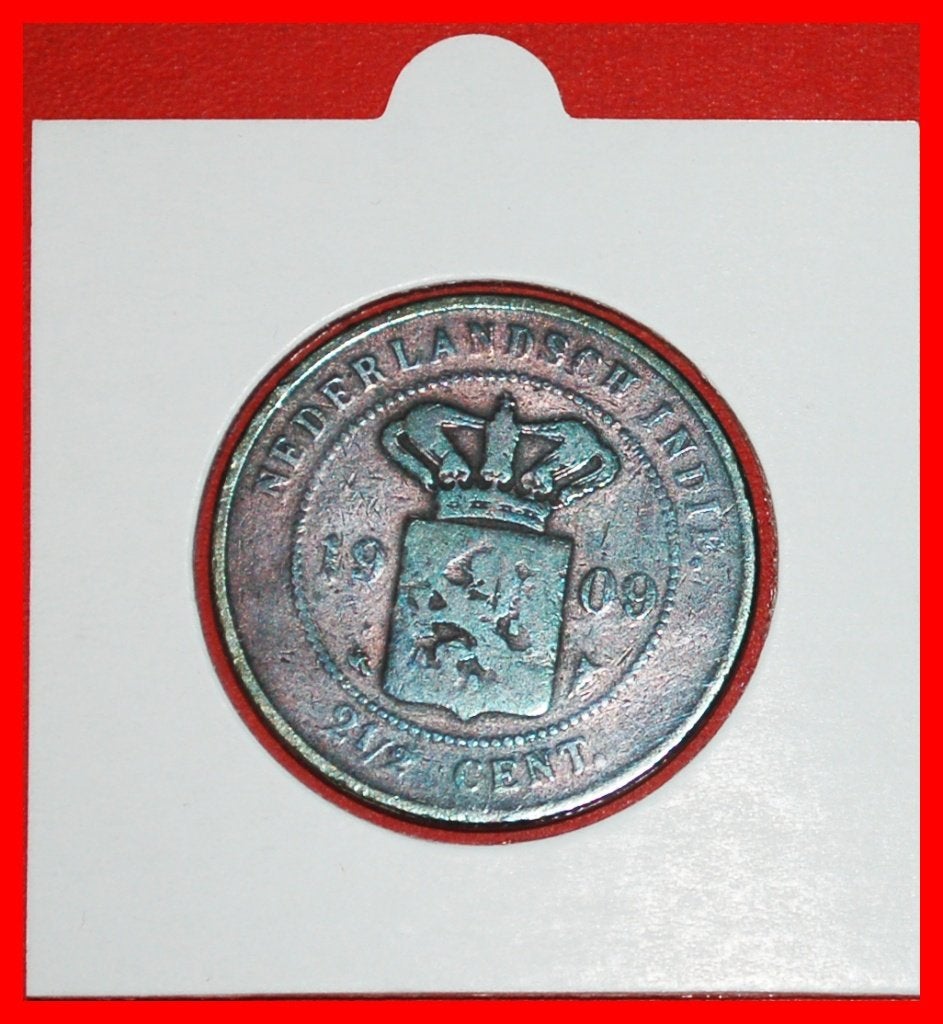 ⰊLION 1856-1913: NETHERLANDS EAST INDIES 2 1/2 CENTS 1909, Ophalen of Verzenden, Zuidoost-Azië, Losse munt