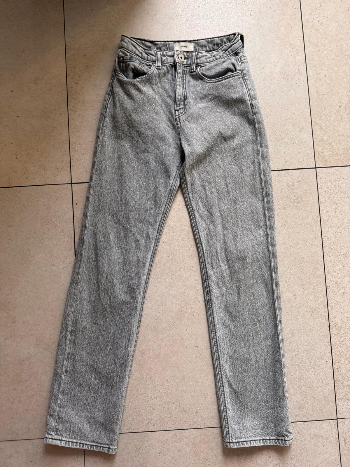 Spijkerbroek met steentjes maat 158 in nette staat, Kinderen en Baby's, Ophalen of Verzenden, Zo goed als nieuw, Meisje, Broek