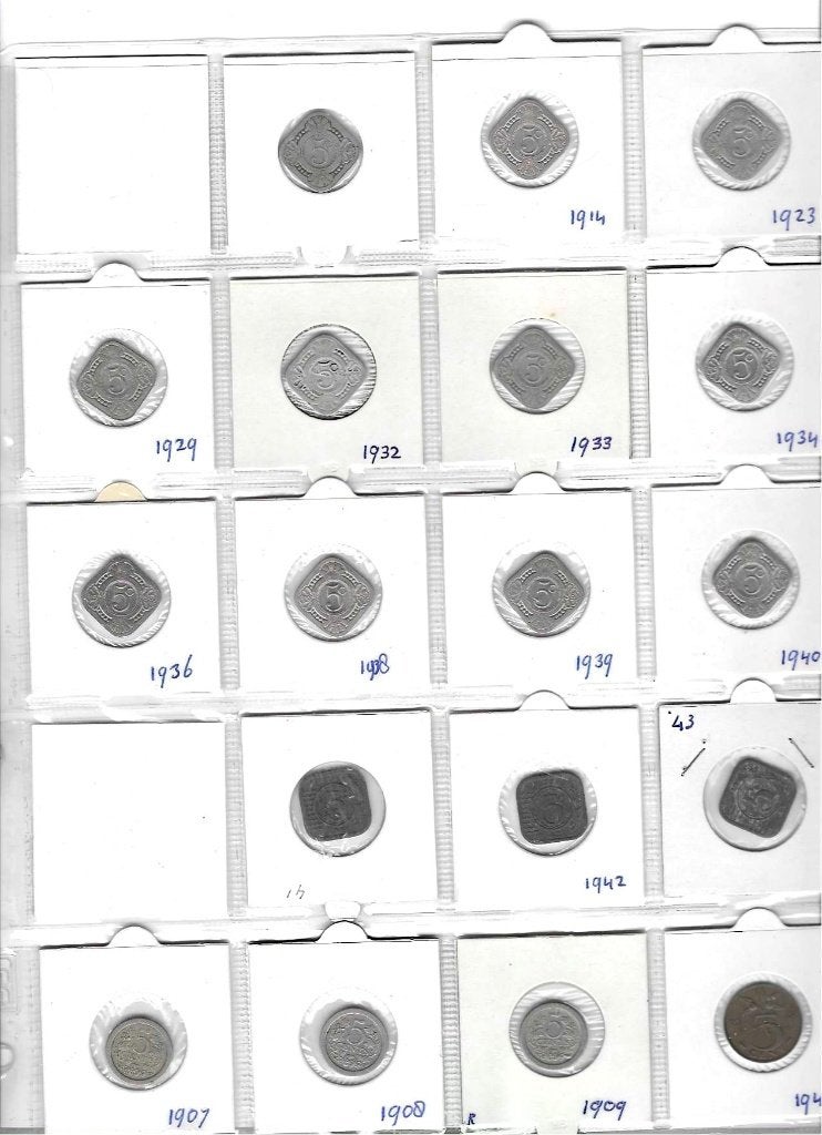 Wilhelmina stuivers Compleet, Ophalen of Verzenden, Koningin Wilhelmina, 5 cent, Setje