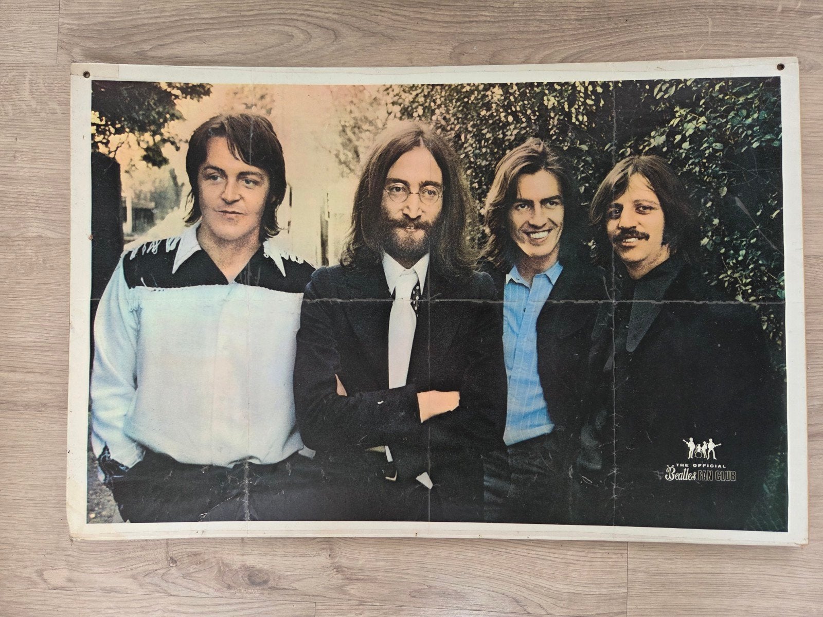 Beatles Fan Club Poster eind 60's/begin 70's, Ophalen, Gebruikt, A1 t/m A3, Muziek