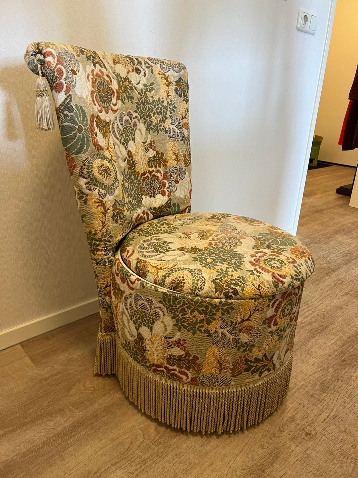 Te Koop : Vintage Cocktail Stoel Stoeltje Naaipoef Stof, Ophalen of Verzenden