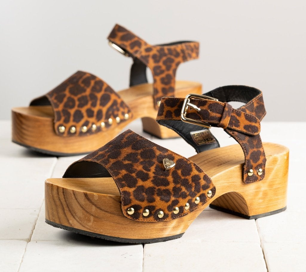 Floris van Bommel x Katja Pixi clogs panter maat 38, Bruin, Floris van Bommel, Overige typen, Ophalen of Verzenden