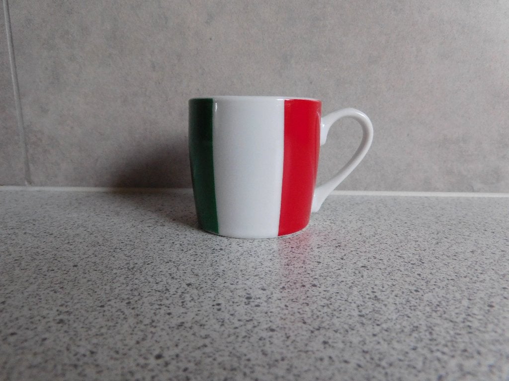 Espresso mok Vlag Groen Wit Rood Italia sinds 1797, Ophalen of Verzenden, Zo goed als nieuw, Overige stijlen, Kop(pen) en/of Schotel(s)