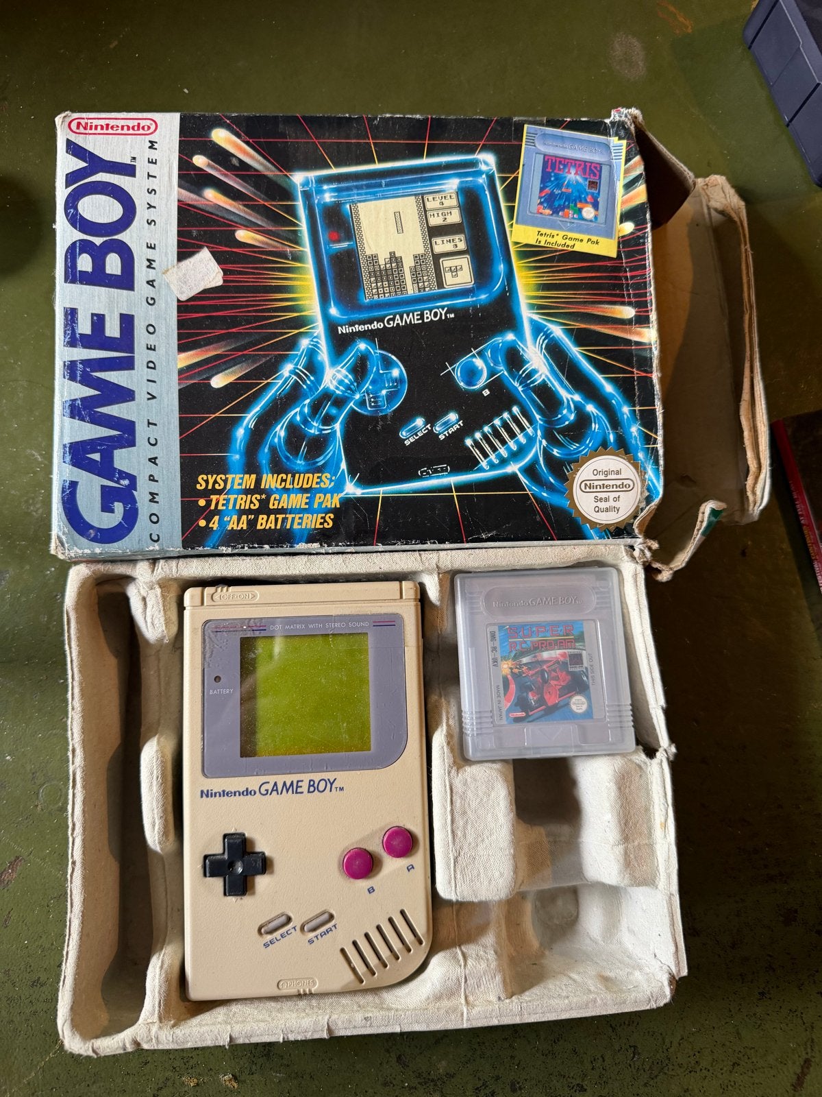 Nintendo Game Boy Classic met Tetris en Super R.C. Pro-Am, Ophalen of Verzenden, Gebruikt, Game Boy Classic, Met games