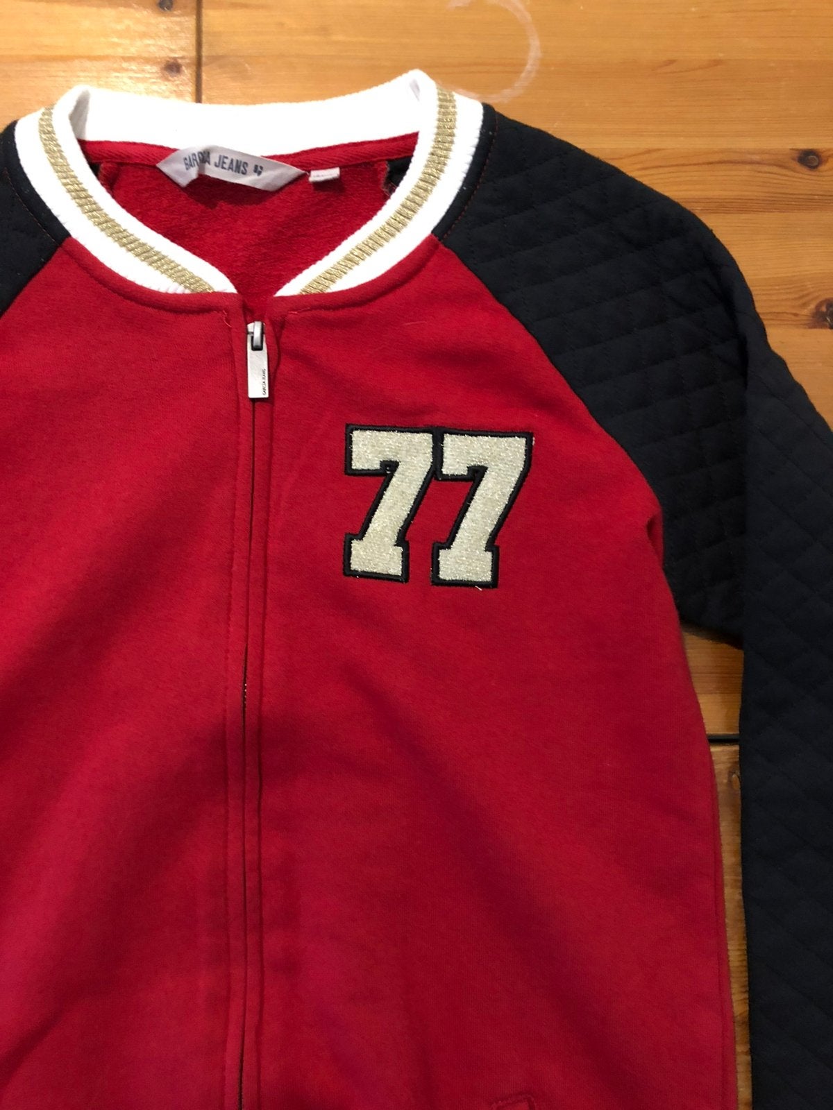 Stoer rood/zwart lang baseball vest van García met rits, Kinderen en Baby's, Meisje, Trui of Vest, Garcia Jeans, Ophalen of Verzenden