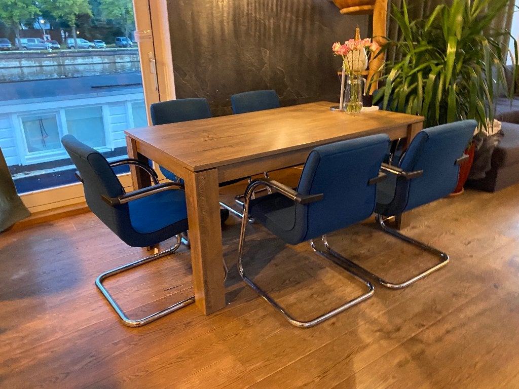 6x Ahrend design vergader-/eetkamerstoel – blauw, Ophalen of Verzenden, Zo goed als nieuw, Blauw, Vijf, Zes of meer stoelen