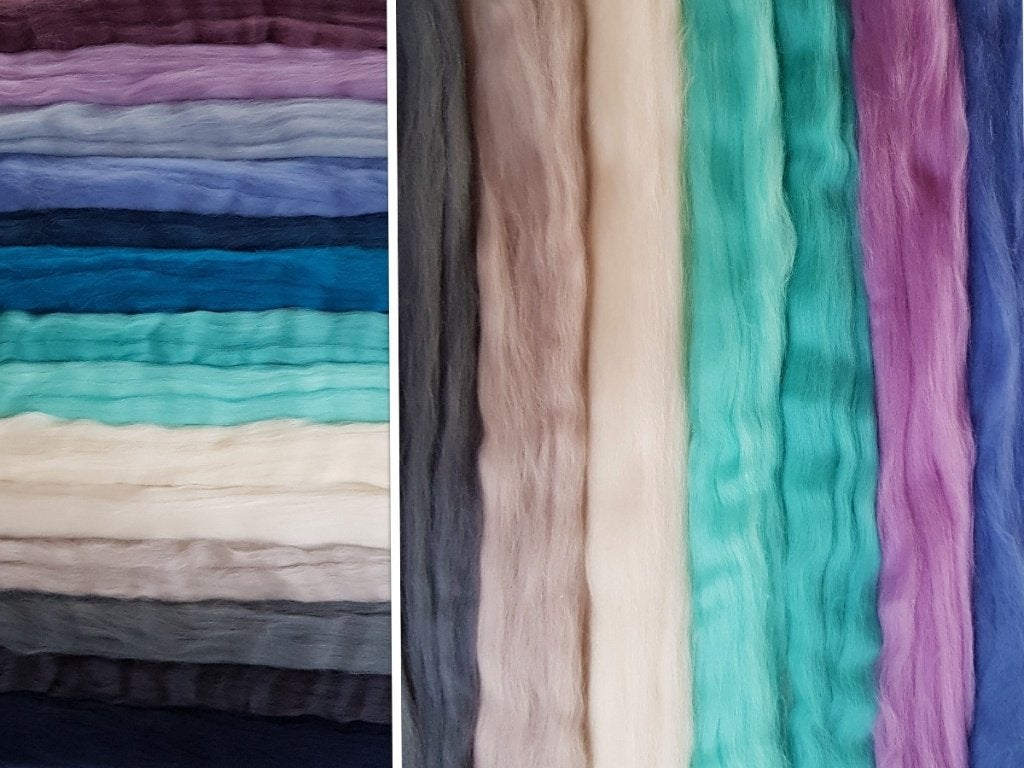 Assortipakket lontwol blauwtinten, WINTER, 7 of 14 kleuren, Hobby en Vrije tijd, Vilt, Verzenden, Nieuw, Los Vilt, Linschoten