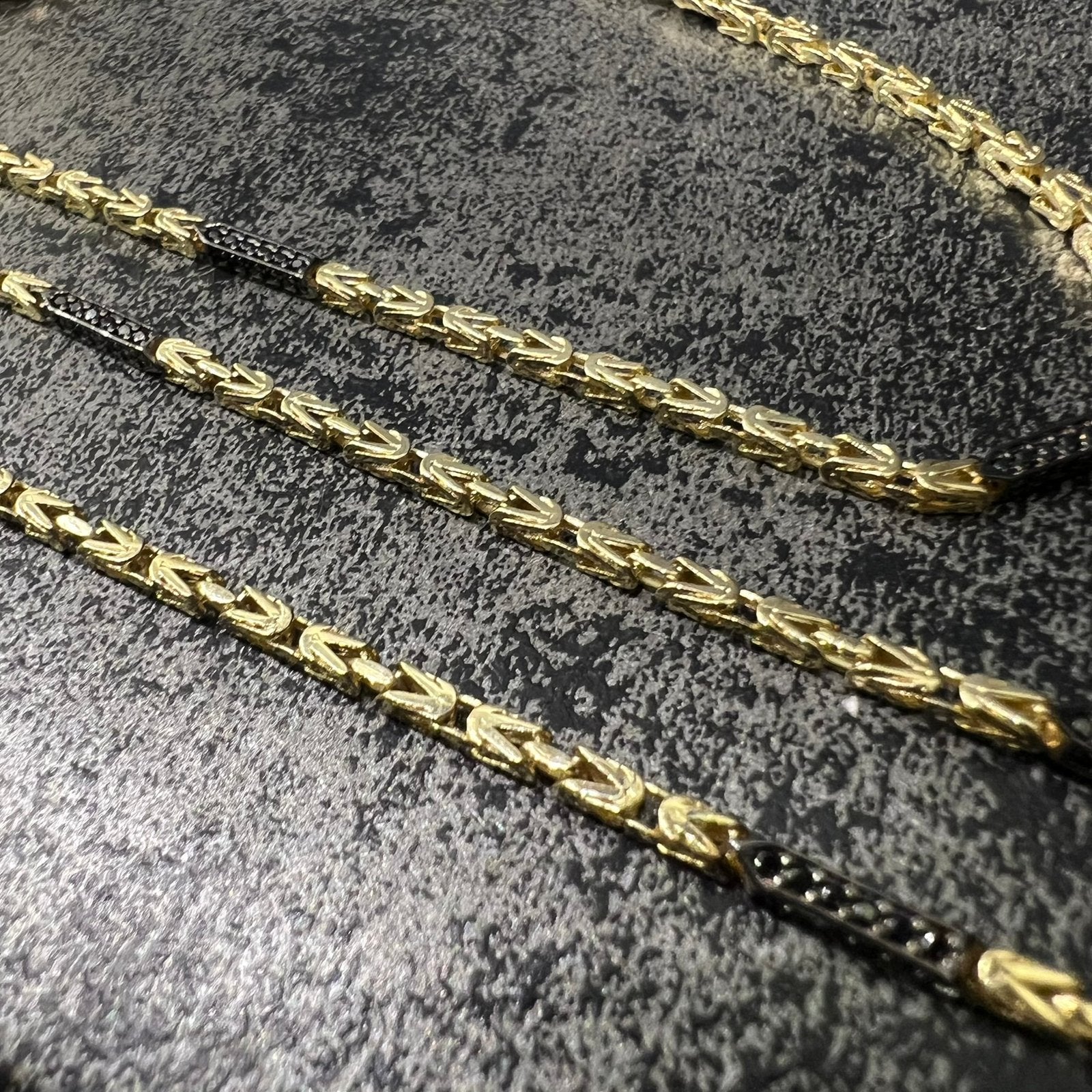 14k gouden koningsketting met armband set onyx stenen, Ophalen of Verzenden, Nieuw, Goud