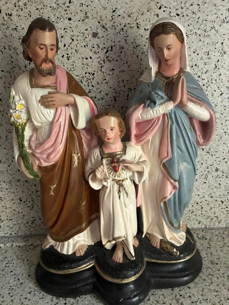 Maria Josef en kind beeld van gips zeer fraai hoogte 35 cm, Antiek en Kunst, Antiek | Religie, Ophalen