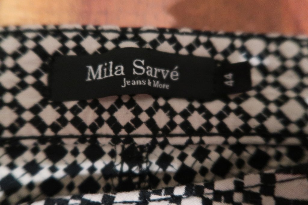 Mila sarve prachtige stretch broek met kanten bies 44, Zwart, Maat 42/44 (L), Mila Sarve, Ophalen of Verzenden