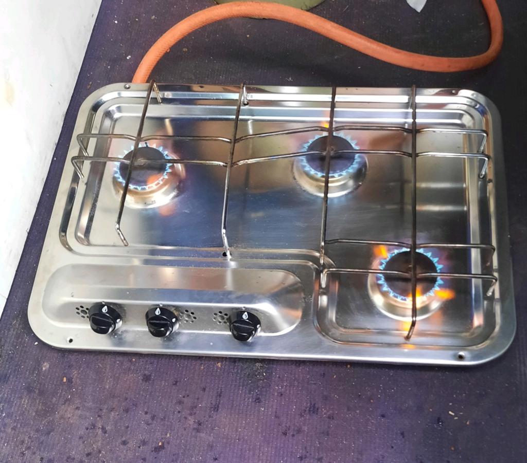 Smev 3 pits kookplaat gasfornuis voor camper caravan boot, Gebruikt, Minder dan 85 cm, Gas, Vrijstaand