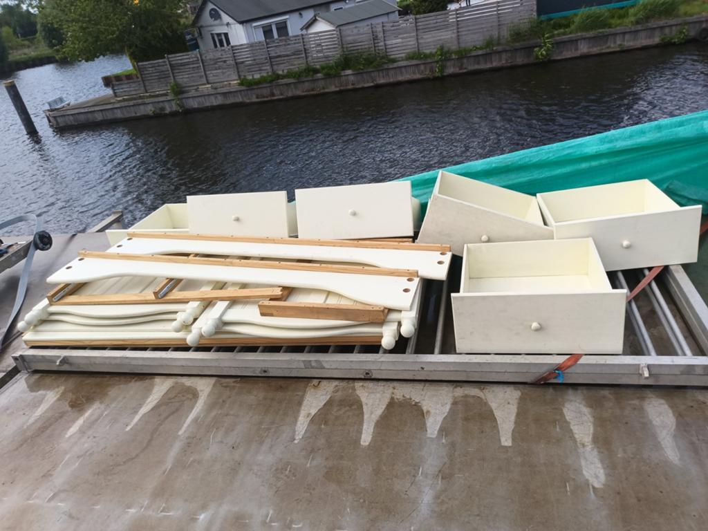 2 eenpersoonsbedden 90x200 cm met 3 lades per bed, Ophalen, Gebruikt, 90 cm, Eenpersoons