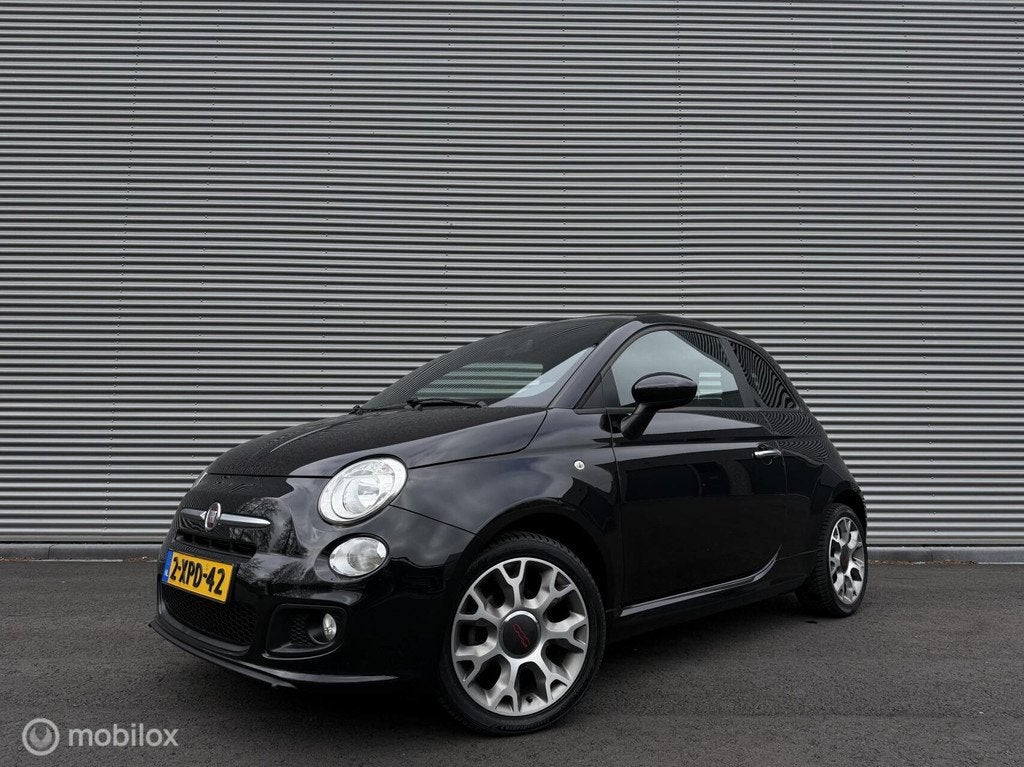 Fiat 500C 0.9 TwinAir Turbo Sport | Clima | Leder | Parkeers, Gebruikt, Cabriolet, Zwart, Bedrijf