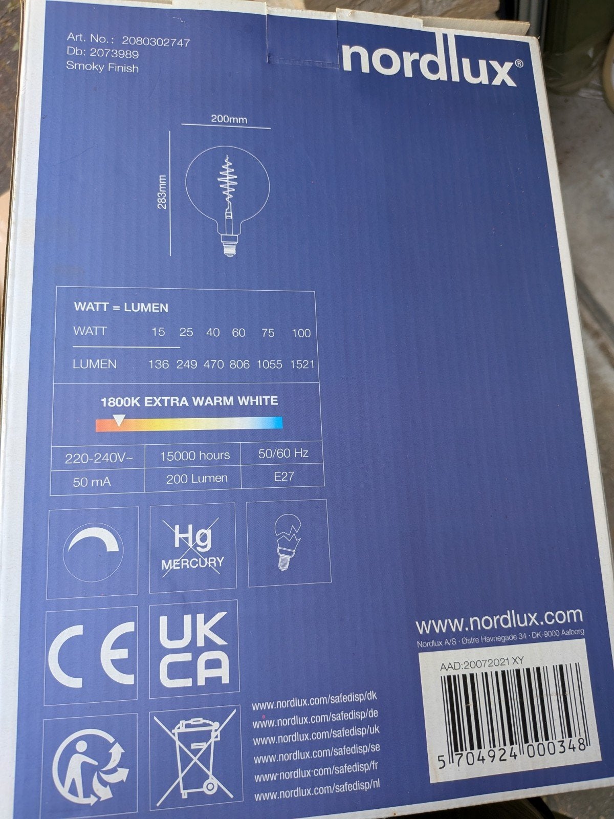 Nordlux LED Lamp E27 Dimbare Smoky Finish 200 Lumen, Led-lamp, Nieuw, E27 (groot), Ophalen