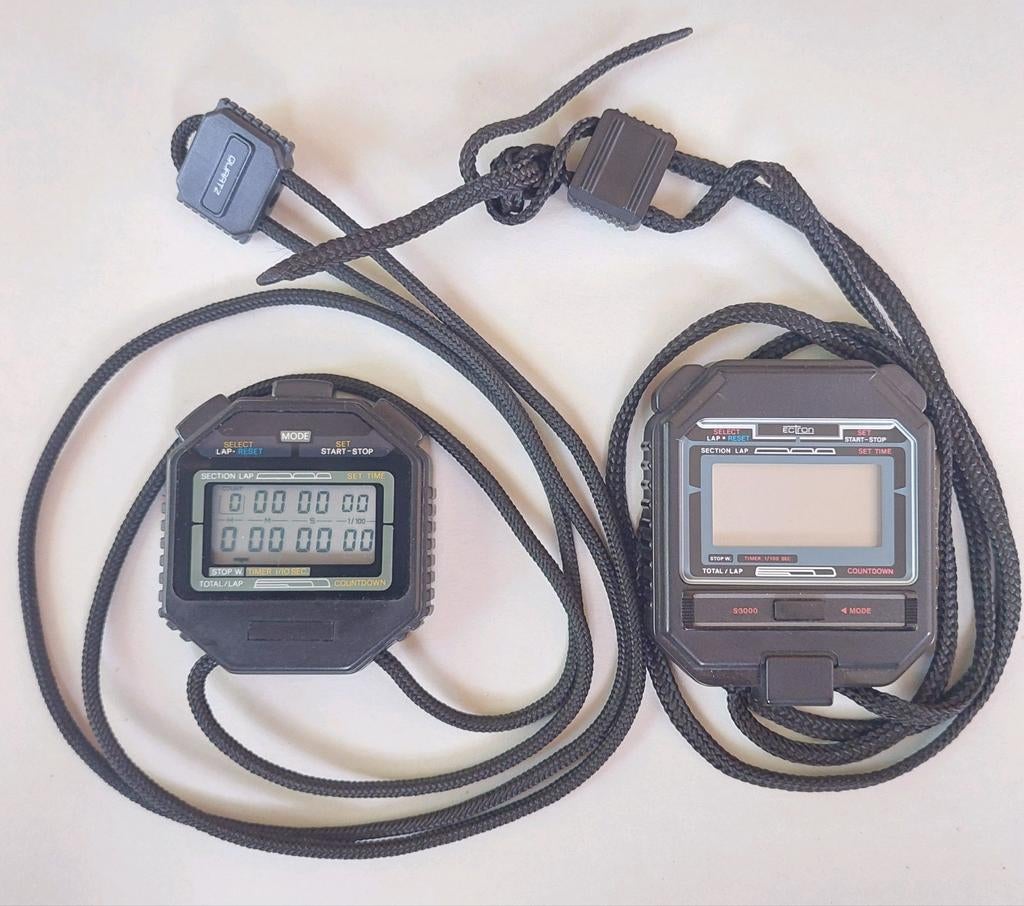 2x LCD Ectron stopwatch jaren 80 / horloge klok, Ophalen of Verzenden, Zo goed als nieuw