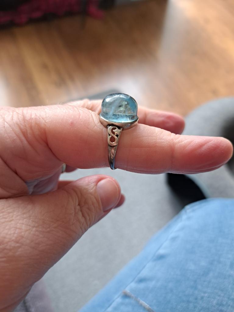 Ring aqaumarijn echt zilver in maat verstelbaar, Sieraden, Tassen en Uiterlijk, Ringen, Ophalen of Verzenden, Zilver, Zilver, Dame