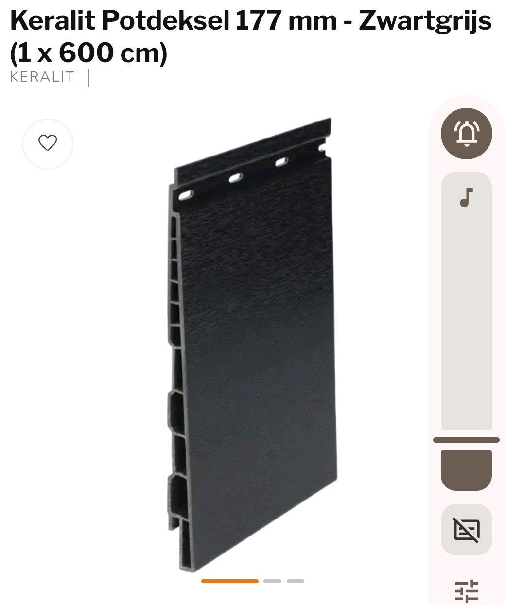 Keralit Potdeksel 177 mm Zwartgrijs (1 x 600 cm), Ophalen, Nieuw, Overige materialen, Minder dan 20 mm