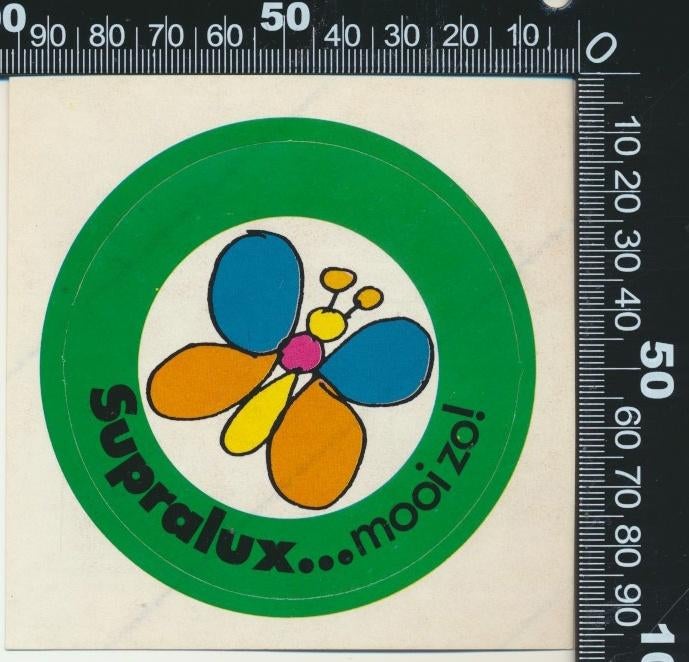 Sticker: Supralux - Mooi zo (6), Ophalen of Verzenden, Zo goed als nieuw, Bedrijf of Vereniging