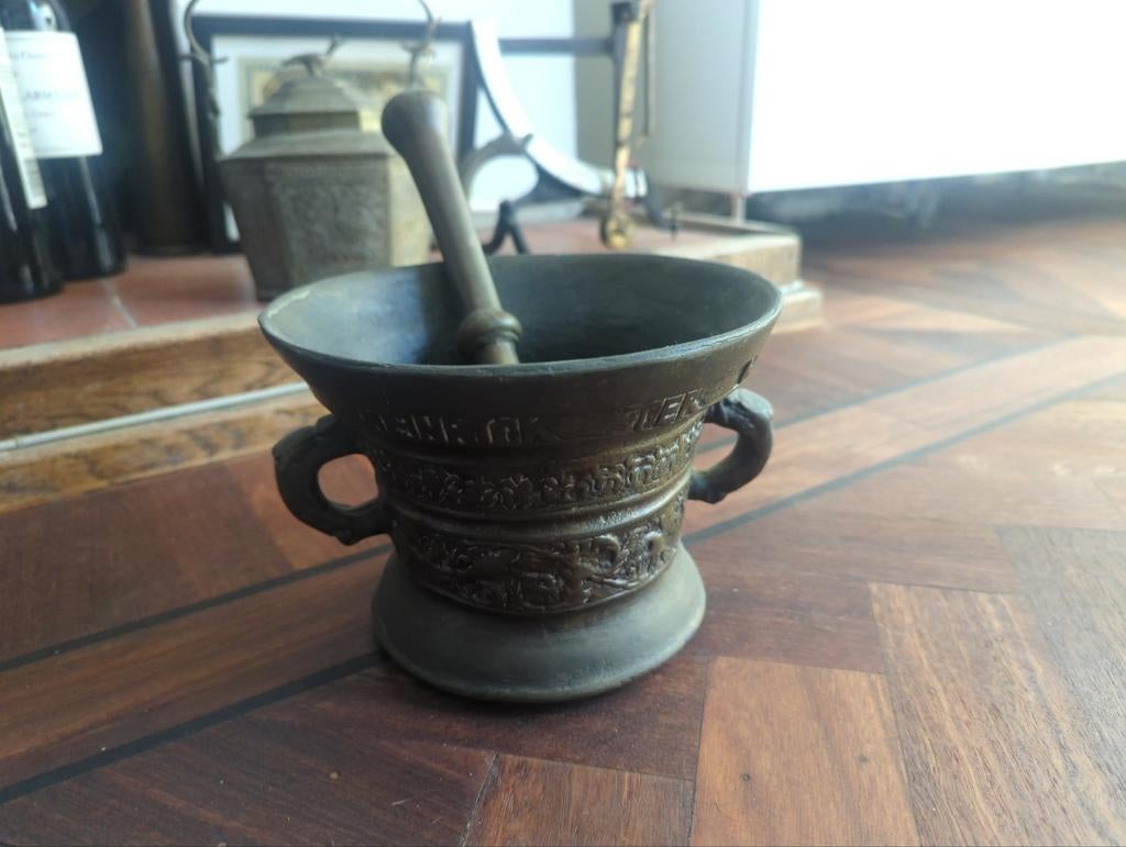 Antieke Bronzen Vijzel met Stamper (Heinrick ter Horst), Antiek en Kunst, Ophalen of Verzenden, Brons