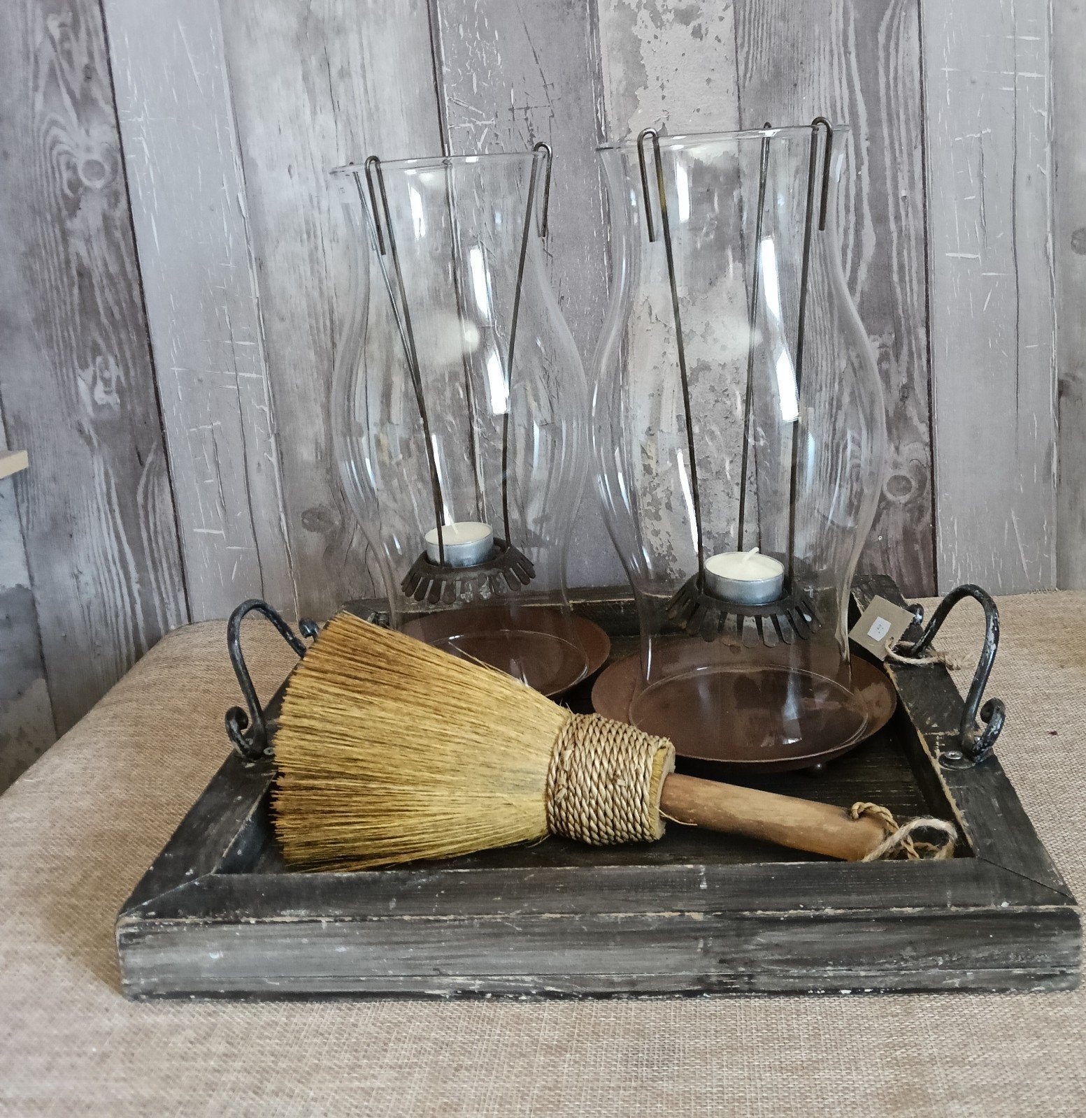 Dienblad met windlichten, Hout, Niet van toepassing, Niet van toepassing, Ophalen of Verzenden