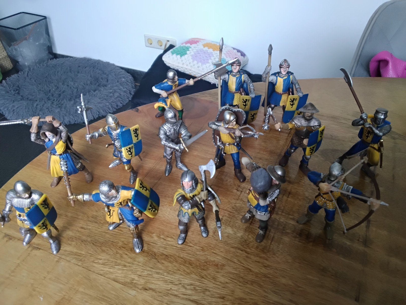 Schleich Ridders geel/blauw, Ophalen of Verzenden, Zo goed als nieuw
