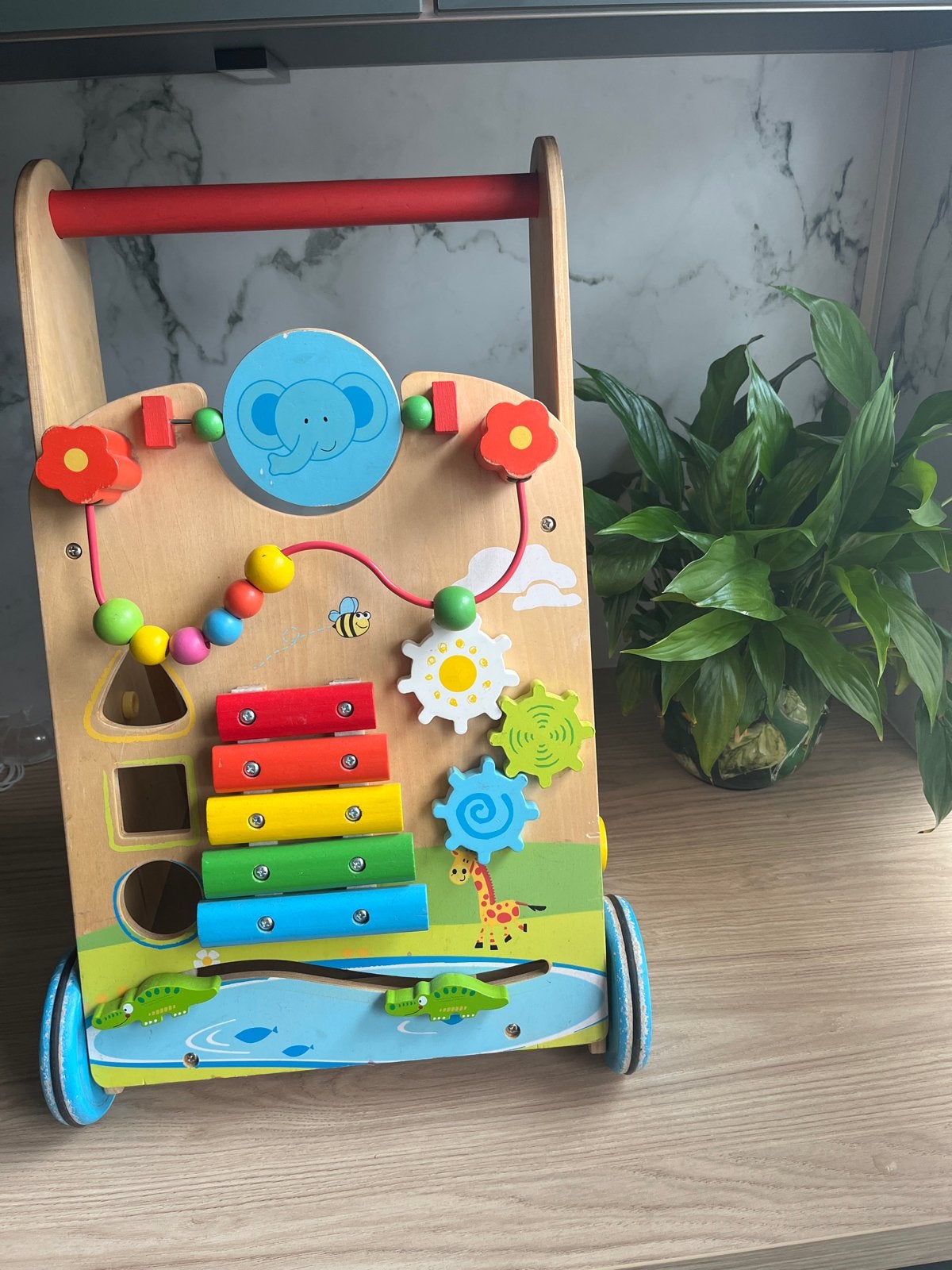 Gebruikte houten loopwagen - mist 3 onderdelen, Ophalen, Gebruikt, Overige typen, Met wieltjes