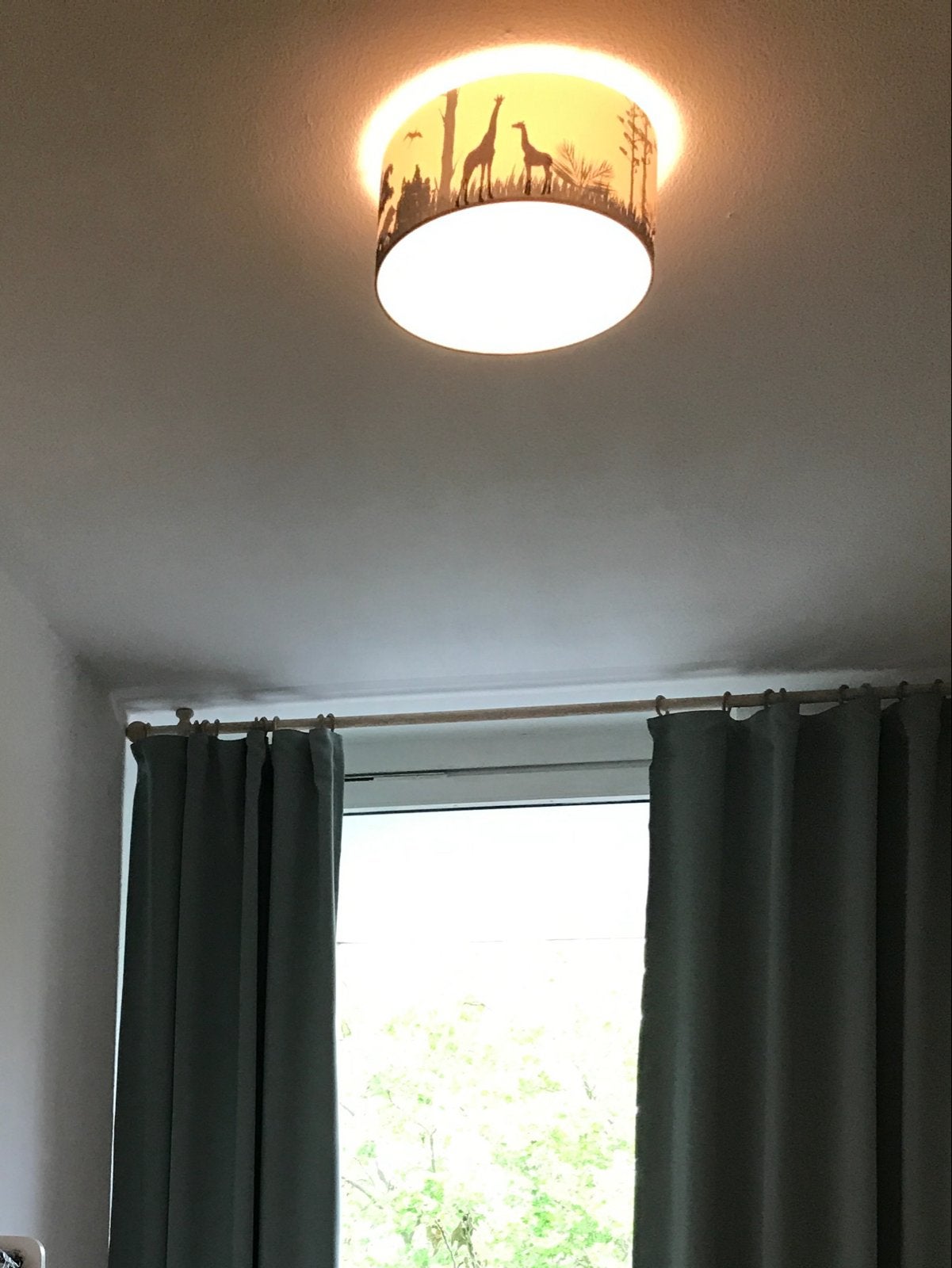 Kinderkamerlamp zacht roze met jungle dieren, Ophalen, Zo goed als nieuw, Overige typen