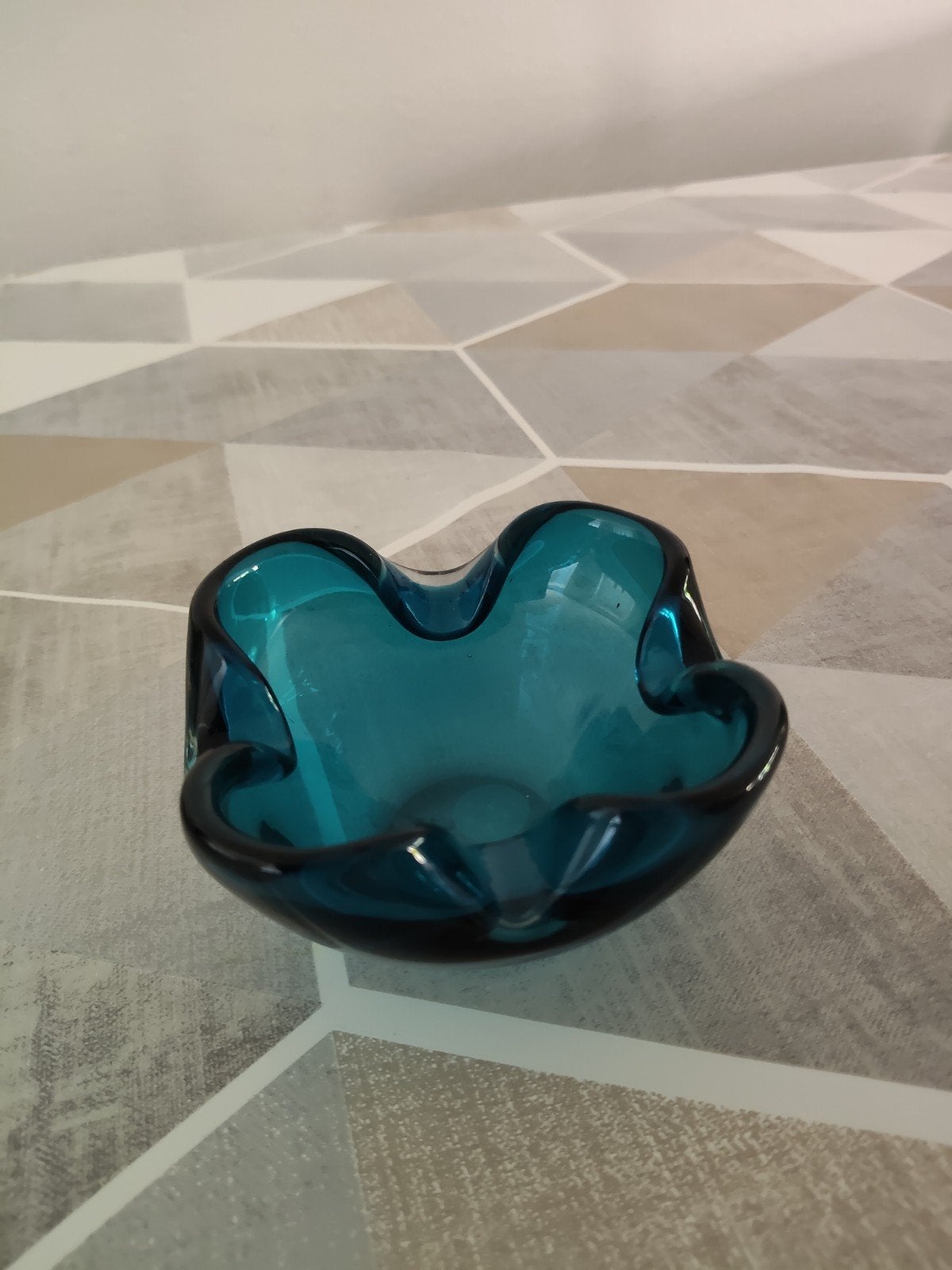 Vintage Glazen Asbak - Turquoise Blauw, Ophalen