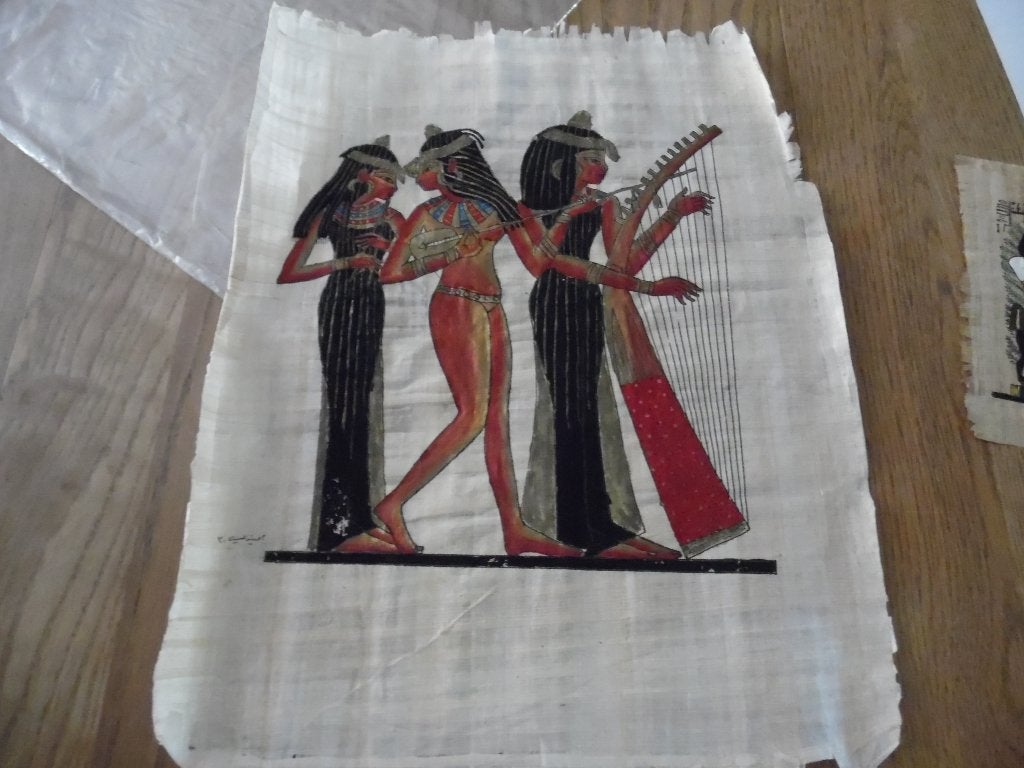 2 Egyptische papyrus schilderijen origineel met certificaat, Ophalen of Verzenden