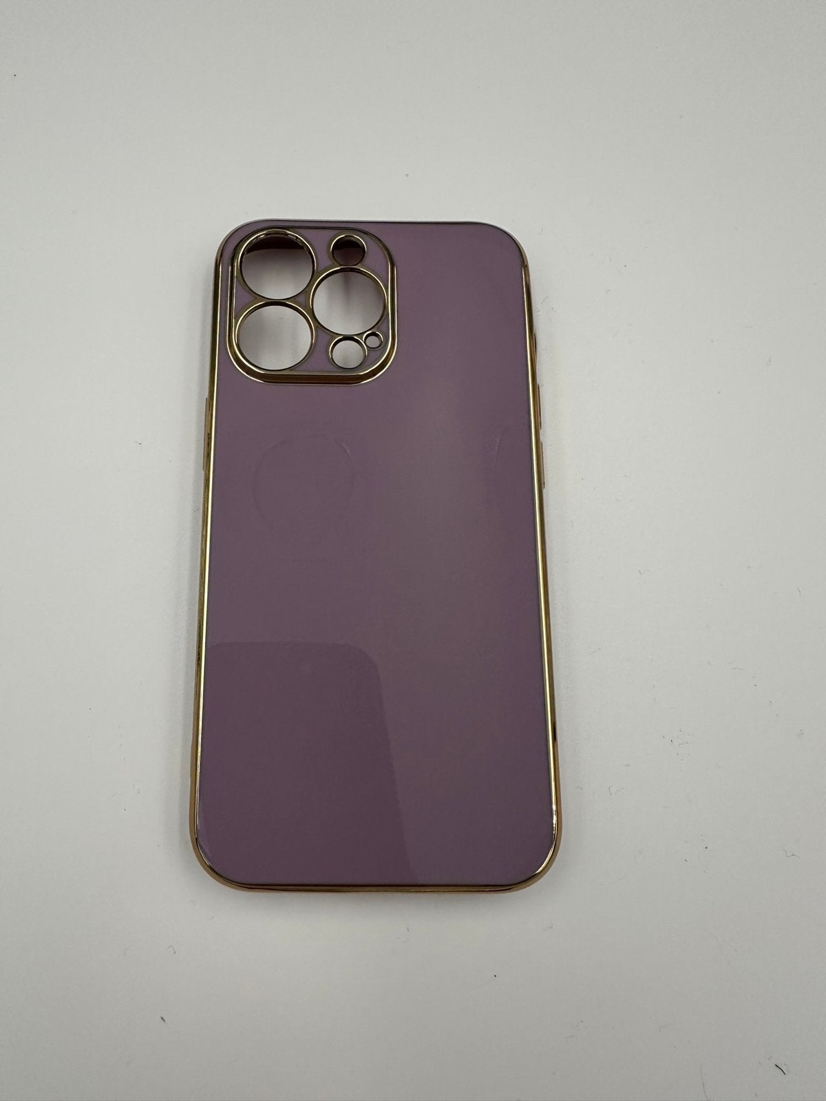 iPhone 13 Hoesje - Paars met Gouden Rand, Kunststof, IPhone 13, Paars, Nieuw