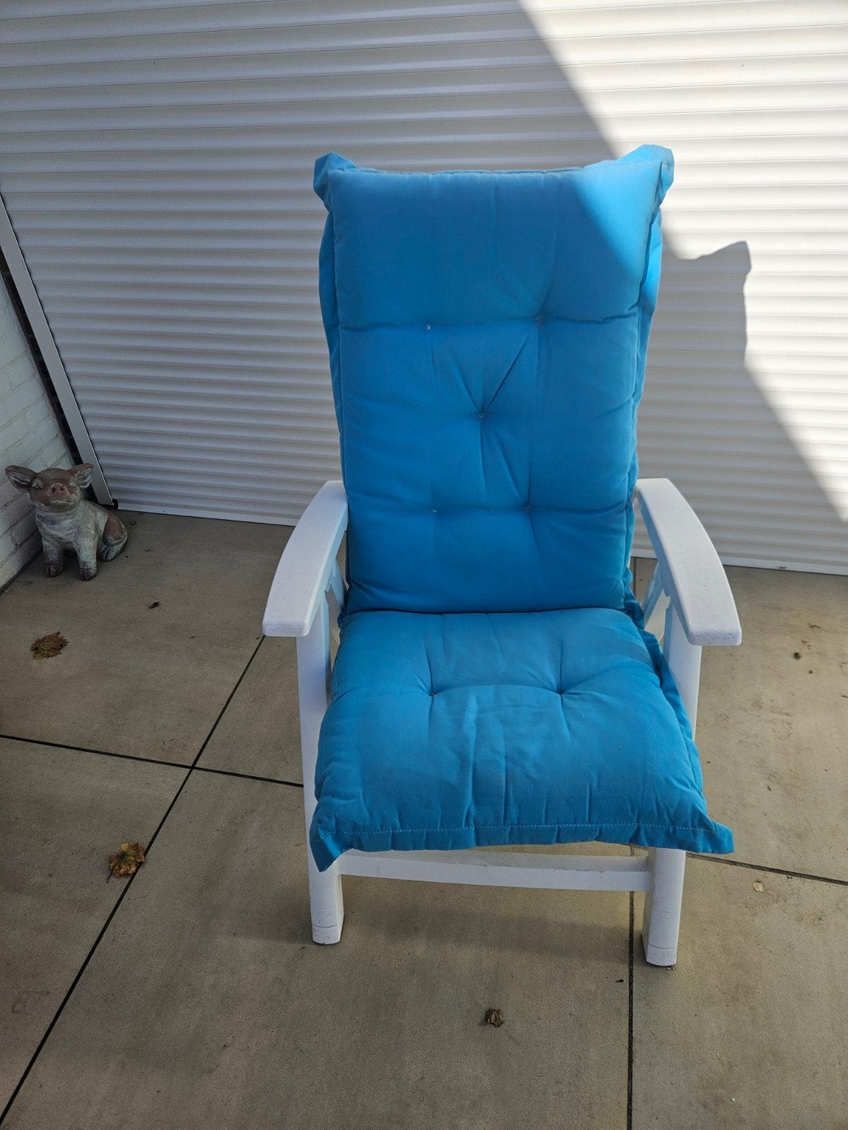 4 witte Hartman verstelbare tuinstoelen met kussens, Tuin en Terras, Ophalen, Gebruikt, Kunststof, Inklapbaar
