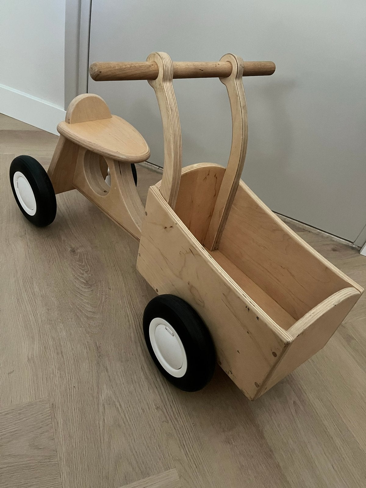 Van Dijk Toys houten kinder loop bakfiets, Ophalen, Zo goed als nieuw, Rij- of Hobbelspeelgoed