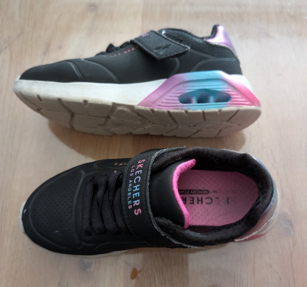Skechers meisjes Sportschoenen Zwart/Roze - Maat 28, Meisje, Sportschoenen, Zo goed als nieuw, Skechers