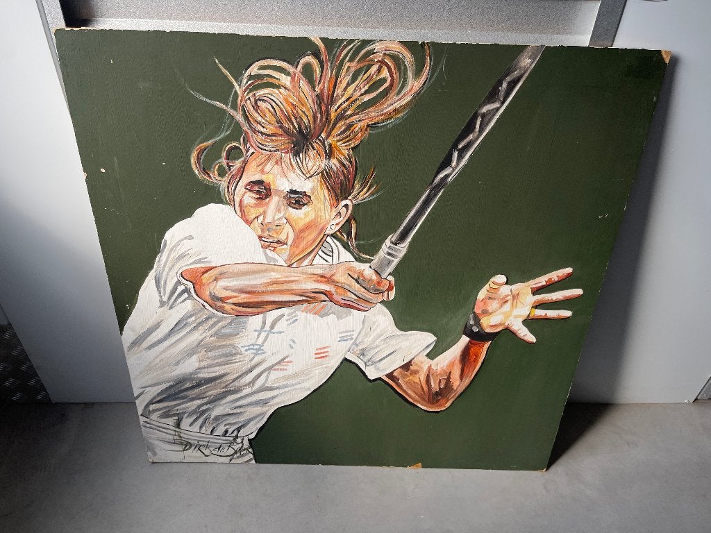 vintage schilderij dirk de Boer - Steffi Graf 80s, Antiek en Kunst, Ophalen, Gesigneerd, Figuren