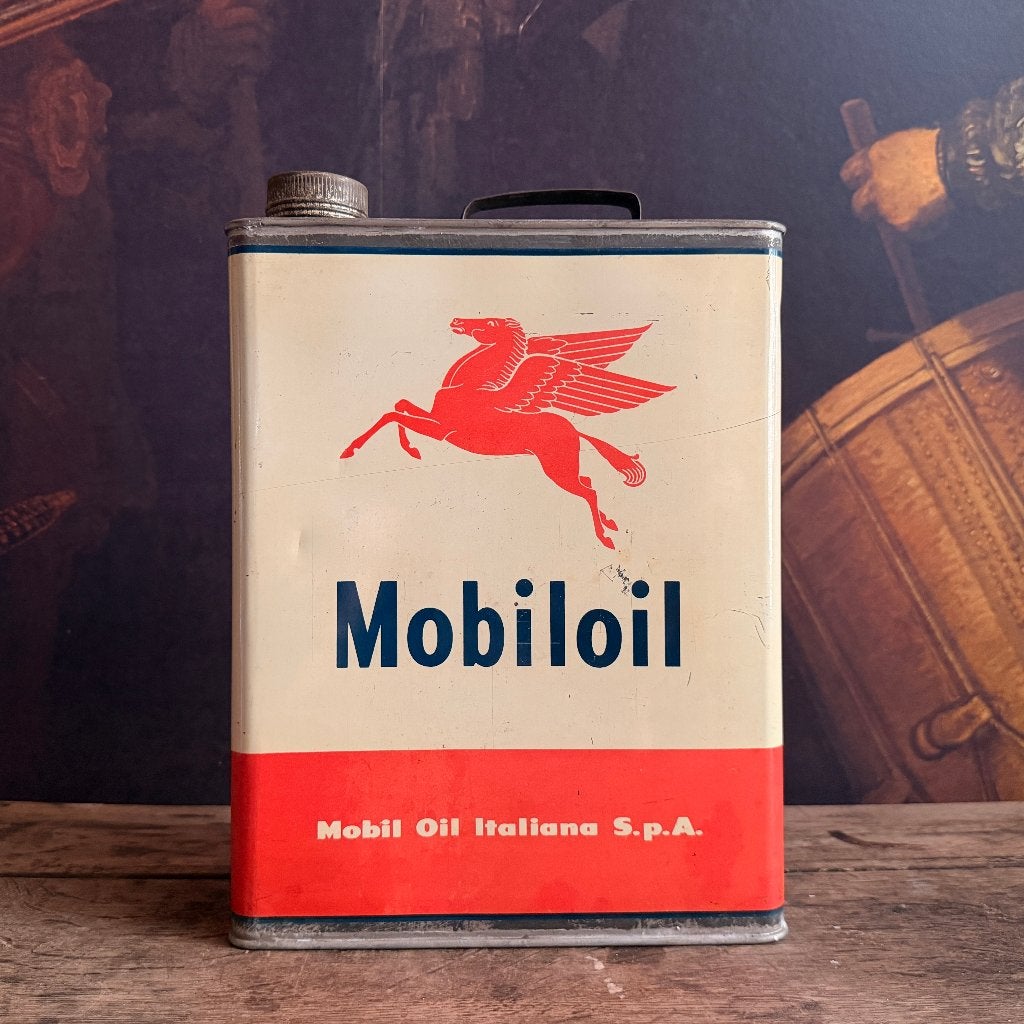 Oud Mobiloil Motor Oil olieblik olie blikken, Ophalen of Verzenden, Gebruikt, Verpakking