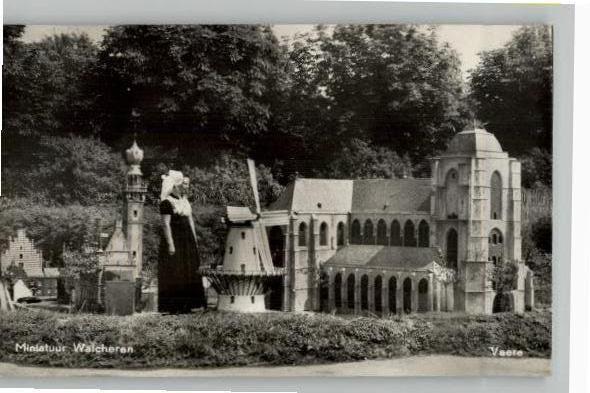 4 mooie kaarten Miniatuur Walcheren st jaren 50, Ophalen of Verzenden, 1940 tot 1960, Gelopen, Zeeland