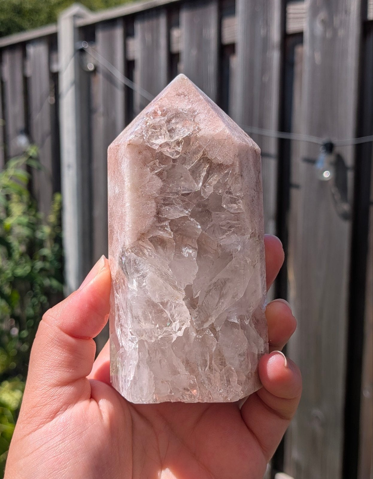 Roze chalcedoon x kwarts toren, Ophalen of Verzenden