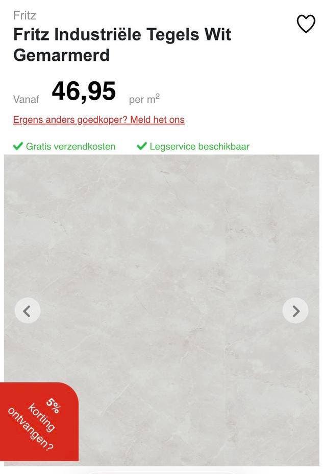 Nieuw Tegel laminaatvloer (68m2).  Tegel Wit Gemarmerd., Ophalen, Marmer gemarkeerd., Nieuw, 50 tot 75 m²