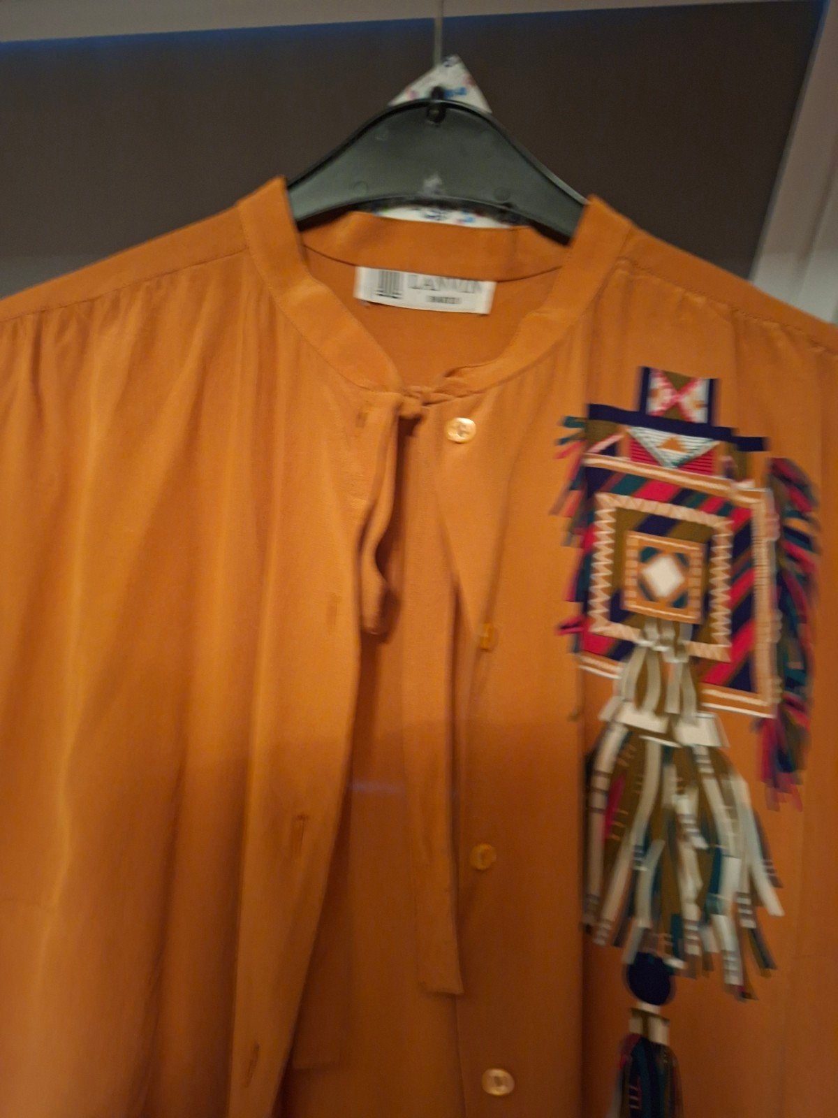 Vintage Lanvin Blouse - Cognac - Franse Maat 44, Kleding | Dames, Lanvin, Bruin, Verzenden, Maat 42/44 (L)