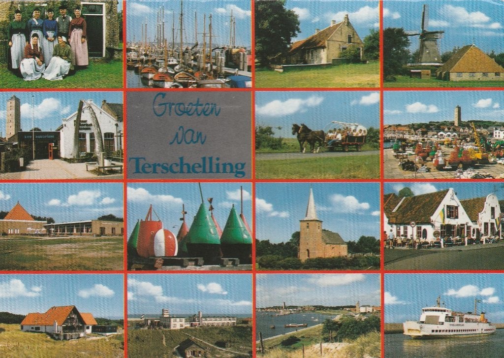 TERSCHELLING Klederdracht Boeien Veerboot Groeten, Verzenden, 1980 tot heden, Gelopen, Waddeneilanden
