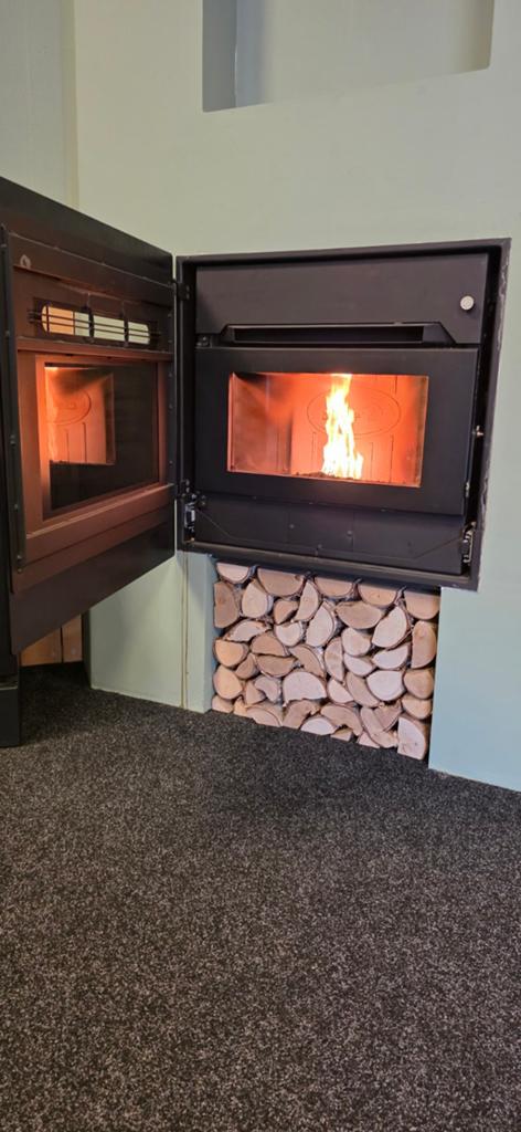 Inbouw pelletkachel met glazen front, Ophalen, Nieuw, Inbouwhaard, Houthaard