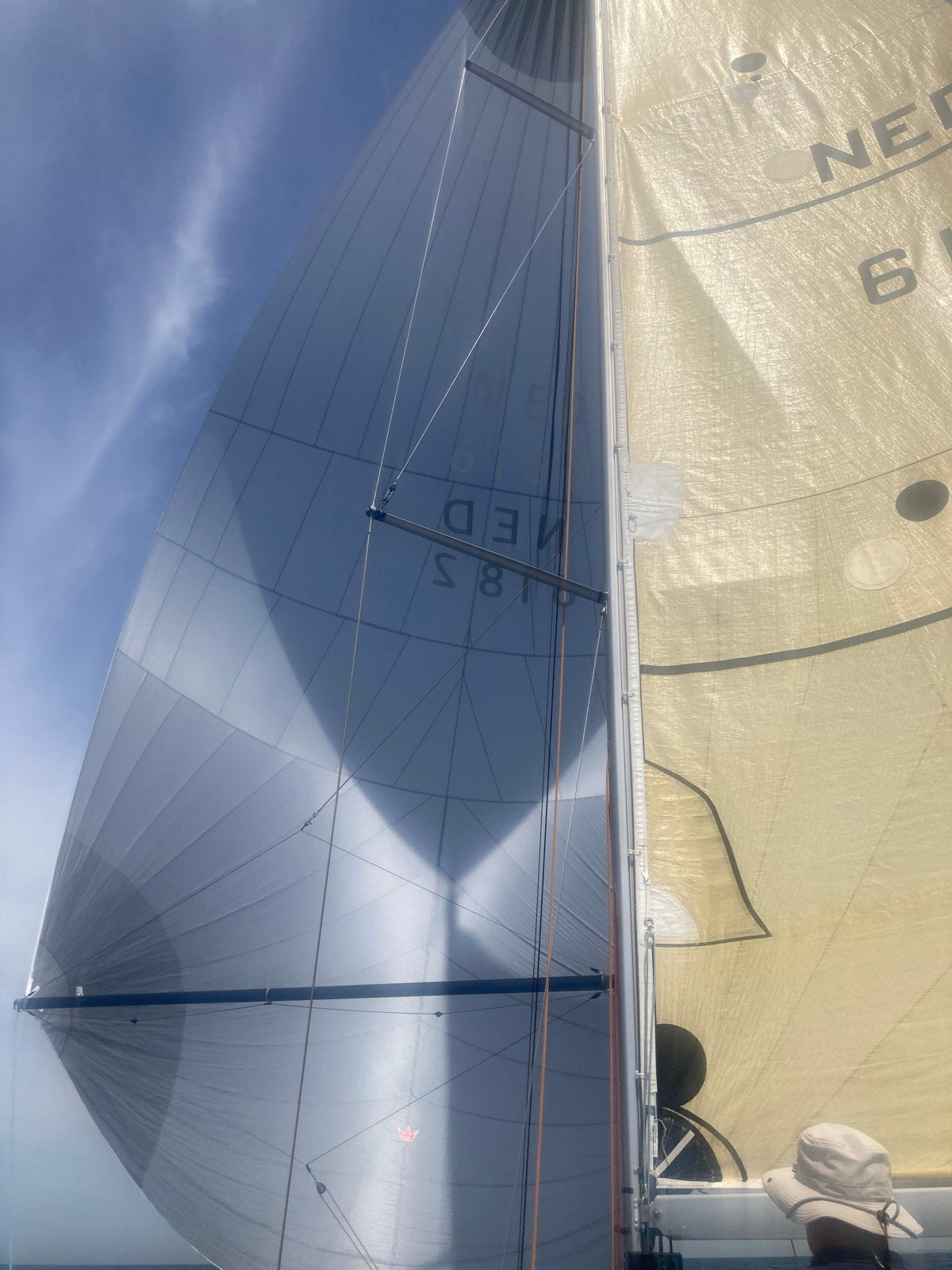 Elvstrom Spinnaker 73,6 m2 - Grijs nieuw !, Watersport en Boten, Zeilen en Zeiltoebehoren, 6 meter of meer, Gebruikt, Spinnaker
