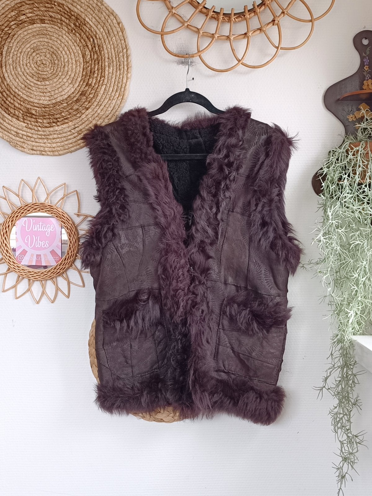Vintage 70s Afghaanse lammy shearling waistcoat gilet jas, Kleding | Dames, Bodywarmers, Ophalen of Verzenden, Zo goed als nieuw