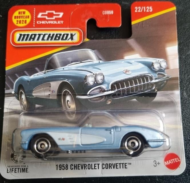 Matchbox 1958 chevrolet corvette lichtblauw, Ophalen of Verzenden, Nieuw, Auto