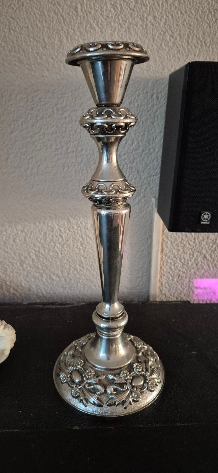 Barok Zilvermessing Kandelaar - Elegante Bloemmotieven, Ophalen of Verzenden