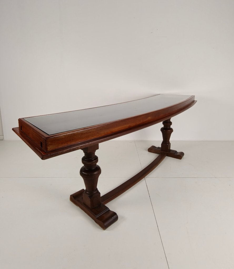 Eiken vitrinekast jaren 940–50 Horizontaal gebogen model, Ophalen of Verzenden